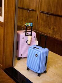 20 Inch Functional Boarding Case, Portable Suitcase With Cup Holder, Luggage With Password Lock,Solid Color Luggage Case Set : Portable Square Handside Handbag & Large Capacity Handside Travel Suitcase With Password,Large Capacity Suitcase, Functional Travel Trolley Case, Boarding Case & Luggage With Cup Holder