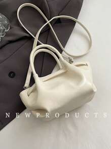 low tea 1pc Solid Color PU Leather Women Shoulder Bag, Casual Fashion Design With Zipper Closure, Suitable For Travel, Shopping, Dating, Women's Gift, Fit For Teenagers, College Girls, And Young Professionals, Great For Office, School, Work, Business, Commute, Outdoor, Travel, Picnic (Sold With Pendant)