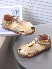 Girls Sandals New Summer Hook And Loop Kids Shoes Closed Toe Soft Sole Non-Slip Princess Toddler Shoes - Gold - View 5