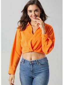Top corto con detalles de strass - Naranja - Ver 2