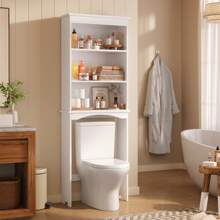 66"Over-The-Toilet Storage Cabinet With Adjustable Shelves, Freestanding Bathroom Organizer, Space-Saving Design For Bathroom Essentials, Open Shelf And Cabinet Combo - White - View 11