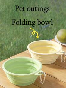 1pc Collapsible Dog Lover And Dog Mom Love Feeding Bowl, Silicone Portable Cat/Dog Lover Gift And Dog/Cat Mom Love Pet Water/Food Bowl For Outdoor Use