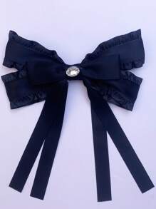 1pc Handmade Women's New Creative Black Bowknot With Rhinestones, Clip-On Tie, Suitable For Daily Fashion, Events, Business Meetings, Festivals, School Uniforms, And Office Wear - Black Diamond Bow - View 5