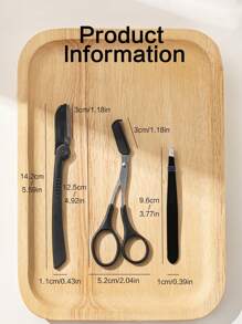 3pcs Set Eyebrow Grooming Kit, Includes Stainless Steel Eyebrow Razor, Eyebrow Scissors And Eyebrow Tweezers, Suitable For Beginner