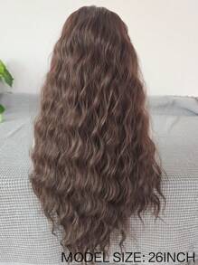 websterwigs Długa falowana syntetyczna peruka z koronką z przodu, brązowa syntetyczna peruka dla kobiet, naturalna linia włosów, peruka cosplay