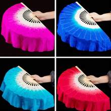 中国短肚皮舞扇子30cm竹扇+10cm半圆丝扇一对秧歌舞竹扇手工染成人热卖 - 彩色 - 查看 7