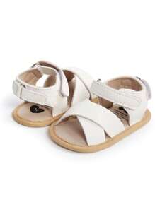 Boy's And Girl's Infant Sandals, Newborn Anti Slip Soft Rubber Sole Shoes, Cross Style, Boy's And Girl's Infant Exposed Toe Outdoor Leisure, Summer First Walking Shoes