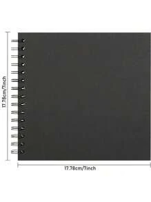 1 PC 7x7 Inch 40 Blank Pages DIY Scrapbook Album Hardcover Kraft Paper Scrap Book Photo Albums For Wedding Birthday Party, Black
