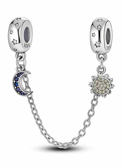 Silver Plated Charm Sun Moon Stars Chain Charm Pendant Ball Suitable For Bracelets DIY Women's Jewelry