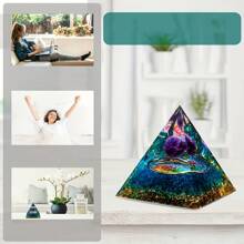 1 pieza Pirámide de arte orón, hecha de cristal de aventurina azul, adecuada para la decoración del hogar, adorno de escritorio, regalo de vacaciones y cumpleaños para familiares y amigos
