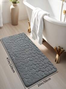 1 件经典四季石纹压花记忆泡沫 PVC 吸水防滑底浴室垫，长浴垫地毯家居浴室装饰户外地毯门垫夏季浴室配件 - 黑色 - 查看 4