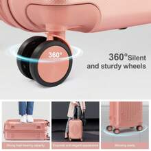 3 Piece Travel Suitcase With Corner Protectors, 20/24/28 Inch, Durable Hard Shell, 360 Degree Spinner Wheels, Multifunctional, Large Capacity, Lightweight, Fashionable Multicolor - 20inch Rose Gold - View 4