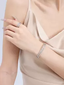 1 Set Honeycomb Shaped Rings & Bracelet Combo, Fashionable For Daily Wear
