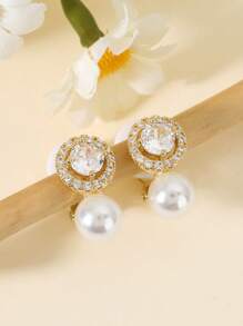 2 Pieces Fashionable, Small And Delicate Zirconia Faux Pearl Ear Clip Pierced Ears Can Be Worn By Women Individual, Versatile And Simple Earrings - Pearl Ear Clips - View 8