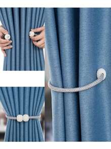 4pcs Faux Pearl Decor Holdback, Modern Zinc Alloy Curtain Buckle For Home - Multicolor - View 3