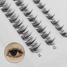 Lashine LASHINE 30 Clusters Individual Cluster Lashes 0.07mm D Curl DIY Lash Extension 10mm-14mm Crossed Wispy Soft Daily Cluster Lashes Thin Band Natural Fluffy False Eyelashes Wispy Individual False