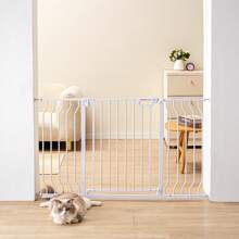 Pet Safety Gate, 29.5" - 51" Wide, 29.5" - 46.4" Wide, 29.5" - 37" Wide, 30" High, Dog Gate For Stairs And Houses, -In Automatic Closing Pet Safety Gate For Children With Pressure Mounting Kit And Wall Mounting Kit, White Or Black - 29.5" - 51" wide, white - 查看 9