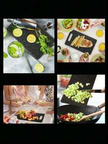 Set de tabla de cortar de mármol, tabla de cortar gruesa, tabla para cortar carne, tabla de preparación de cocina para separar alimentos cocidos/crudos, tabla de cortar de frutas, tabla de cortar de plástico, suministros de cocina