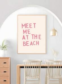 1 pieza Pintura al óleo con diseño de cita con estilo retro a cuadros y el lema "Nos vemos en la playa", decoración de pared para dormitorio, sala de estar, comedor, cocina, estudio, pasillo, dormitorio, regalo ideal para amigos, arte de pared, decoración para el hogar, decoración de habitación, pintura en lienzo sin marco