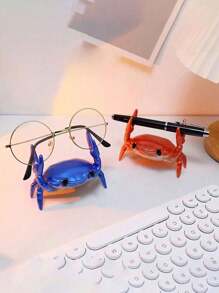 Creative Crab Mobile Phone Stand: Multi-Functional Desk Accessory For Phones, Pens, And Glasses - PVC Material - Multicolor - View 2