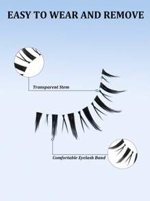 10 Pares de Hastes Transparentes Naturais, Cílios Postiços, Estilo Quadrinhos Grossos e Encaracolados, Adequados para Iniciantes, Reutilizáveis, Adequados para Interpretação de Papéis e Apresentações em Palco, Festas de Natal