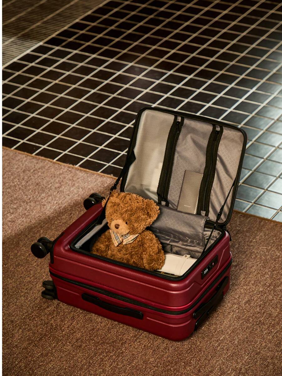 20 Inch Functional Boarding Case, Portable Suitcase With Cup Holder, Luggage With Password Lock,Solid Color Luggage Case Set : Portable Square Handside Handbag & Large Capacity Handside Travel Suitcase With Password,Large Capacity Suitcase, Functional Travel Trolley Case, Boarding Case & Luggage With Cup Holder Bag For School School Accessories School Stuff - Red - View 1