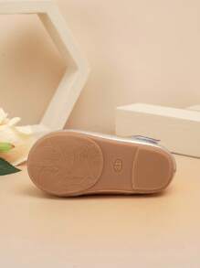 1 Pair Toddler's Simple PU Lace Design Flat Cute Shoes, Suitable For Spring & Autumn Outdoor - Gold - View 6