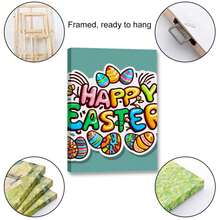 1 Piece Easter Font Pattern Canvas Wall Art Paintings For Living Room - Canvas Framed Print Wall Artworks Bedroom Decoration Office Wall Decor - Multicolor - View 2