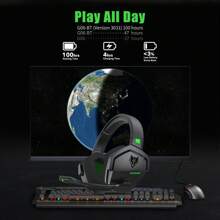 NUBWO G06 双无线游戏耳机带麦克风，适用于 PlayStation5、PS4、PC - 23ms 低延迟音频 - 100 小时播放时间 - 50 毫米驱动器（黑红色）适用于 Apple 手机、iPad、笔记本电脑、适用于 IOS、Android 用户，可作为家庭、朋友、母亲、儿童、生日、春季、夏季、男朋友、女朋友、节日的礼物，带麦克风 - 黑綠色 - 查看 3