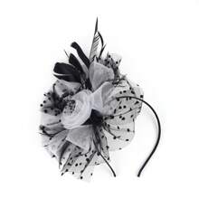 1pc Fascinators Headband Tea Party Hats For Women Feather Mesh Polka Dots Headwear Women's Fascinators Feathers Tea Party Hat - A - View 9