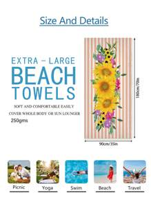 1pc Prachtige Bloemen Stranddeken, Extra Zachte Microvezel Extra Grote Strandhanddoek, Zeer Absorberende Badhanddoek, Geschikt Voor Reizen, Zwembad, Duiken, Surfen, Yoga, Kamperen, Verschillende Maten, Strandaccessoires Zomer, Vakantie