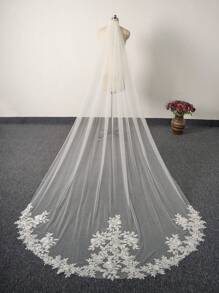 1 Pc Cathedral Long 3M(118inch) Floral Lace Wedding Bridal Veil With Metal Comb For Bride Party Prom White Ivory