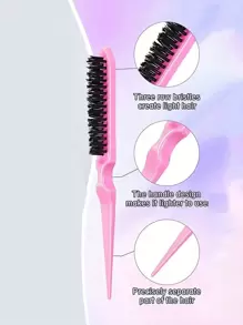 1/3/4/5/7pcs Hair Styling Tool Set, Includes Brush, Spray Bottle, Transparent Water Bottle, Rat-Tail Comb, Hairline Styling Brush, Suitable As New Year Gift For Girls, Comes With Cute DIY Stickers (Random Style) - Multicolor - View 8