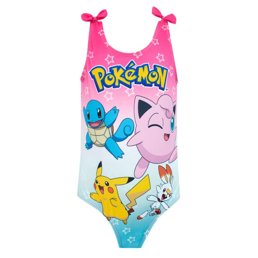 Pokémon Swimsuit | Pokemon Girls' One Piece Swimsuit | Kids' Swimwear - Pink - View 1