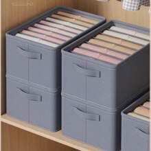 6 Grids With Washable Foldable PP Board Clothes And Trousers Storage Box - 深灰色 - 查看 3