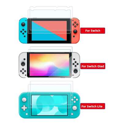 2Pcs Premium Tempered Glass Compatible With Switch/Switch Lite/Switch Oled Screen Protector HD Clear Anti-Scratch Protective Films