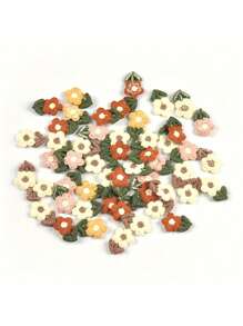 20/10Pcs Multicolor Floral Lace Fabric Patches, 0.55x0.87 Inches, DIY Craft Supplies For Bags, Clothing Accessories, Hair Accessories, Hairpin Accessories And Sewing Projects, Cute Knitted Clothing Accessories - Bright Orange, Pink, White, Green Leaf Pattern, Sewing Supplies