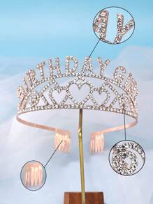 1pc Minimalist Headpiece Crown Design Hair Accessory, Elegant Princess Headband Headpiece, Stylish Crown Hair Adornment For Women, Suitable For Weddings, Galas, Birthday Parties, Photo Shoots - Alloy Diamond Crown, Events & Cosplay Accessories