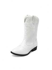 Kids Cowgirl Cowboy Western Boots Girls Mid Calf Riding Shoes Little Kid/Big Kid - White - View 6