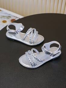 Girls Round Toe Low Top PU Sandals - Breathable Lightweight Hollow Out Sandals For Vacation Beach, Summer - Cute Preppy Classic Style For 14 And Under