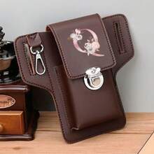 Stylish PU Leather Waist Bag For Men's Mobile Phone Waist Bags Fanny Pack Organizer Fashion Outdoor Storage Bag Lightweight Flip Phone Pack Belt Bag, Cards Holder-Holds Phone For Travel - Brown - View 28