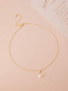 1 pieza de colgante de collar de Eid con circonita brillante y elegante, simple, elegante, lindo y versátil para uso diario. Joyería de cadena de clavícula adecuada para usar durante el Ramadán
