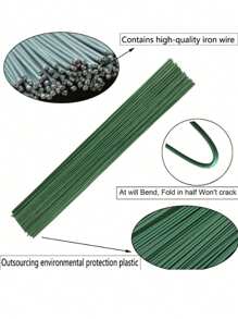 200/100/50/30/10 pezzi Steli di fiori ricoperti di verde, fili di ferro waterproof per artigianato e fioristica, adatti per decorazioni festive e progetti artigianali, utilizzabili per supporti per rampicanti, pergole da giardino regolabili, supporti per piante modellabili, steli versatili per fiori artificiali, super resistenti e facili da arrotolare, forme varie, accessori decorativi per profumo, attrezzi da giardino (colore casuale)