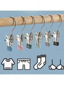 10 Pieces Of Stainless Steel Clothes Clip, Laundry Clothes Nail With Hook, Portable Hanging Clothes Clip, Wardrobe Organizer, Hanger Dress Pants Shoes Jeans Boots Skirt,Beachwear,Spring,Minimalist,Summer Tops