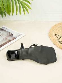 Nuevas sandalias de verano con acento de lazo y tacón de gatito cómodo y de fácil deslizamiento, versátiles para usar al aire libre