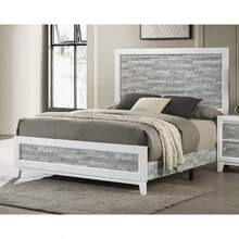 Modern/Contemporary Style Queen Panel Bed 1pc Gray And White Finish Wooden Bedroom Furniture Headboard Footboard - 白色+灰色+木色+當代風格+現代風格如圖所示 - 查看 4