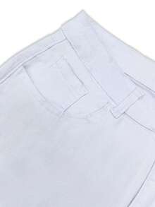 Quần jeans ống rộng cạp cao, co giãn, dáng suông, cỡ lớn, màu trắng, thích hợp cho kỳ nghỉ, trang phục ngoài trời, phong cách denim, quần xuân. - trắng - Xem 9