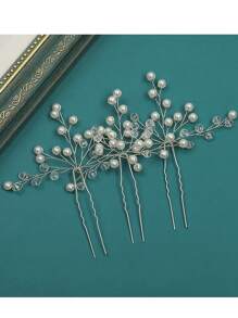 3pcs/Set Pearl & Crystal Hairpins, Chinese Hanfu Hair Accessories, Elegant & Minimalist Bride Headdress
