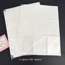 50 个/包 900 个口袋 A4 11 孔活页夹补充袋，通用 3 英寸收集书袋，9 格双面明信片卡片夹，返校，返校，学校用品