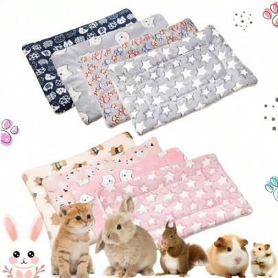 1pc Comfortable Plush Pet Mat, Universal For All Seasons, Machine Washable,Can Be Used As A Cover Or Cushion, Suitable For Small Pets Such As Rabbits, Kittens, Squirrels, Hedgehogs, Hamsters, Etc., Pet Mattresses, Blankets